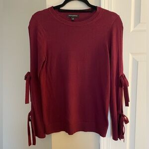 Banana Republic Maroon Sweater with Tie Sleeve Detail